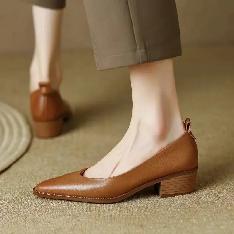 Women's Block Heel Pumps Pointed Toe Slip On Work Shoes - stylish women's fashion apparel with premium quality,...