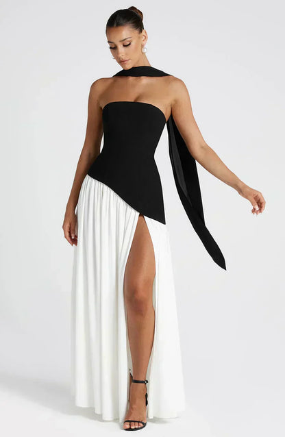 Asymmetric Maxi Wedding Guest Dress - stylish women's fashion apparel with premium quality, comfortable fit, and...